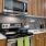 a kitchen with an oven and microwave
