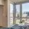 a room with a large window